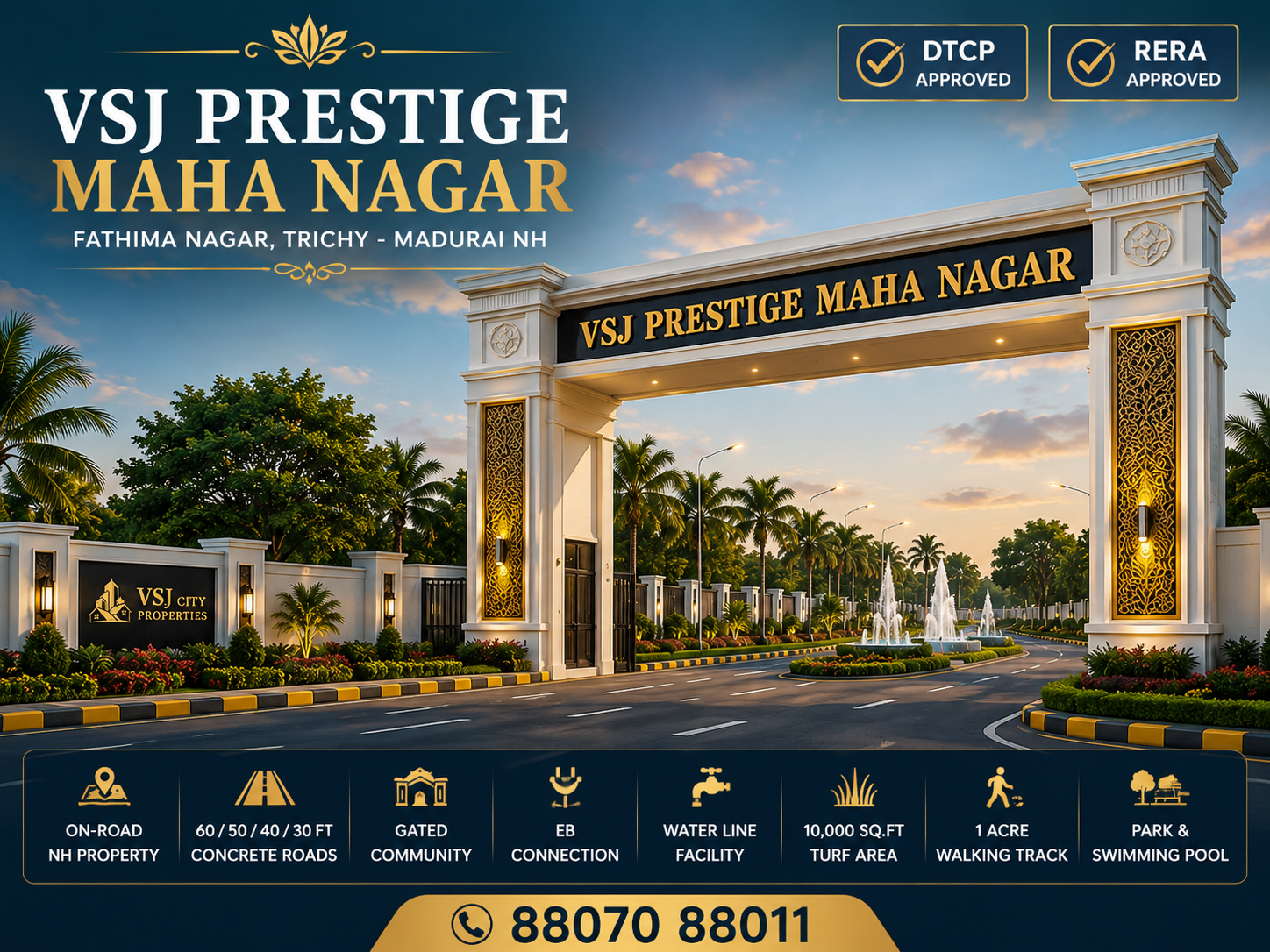 VSJ Prestige Maha Nagar premium residential plots at Fathima Nagar Trichy | TrichyPlots.in